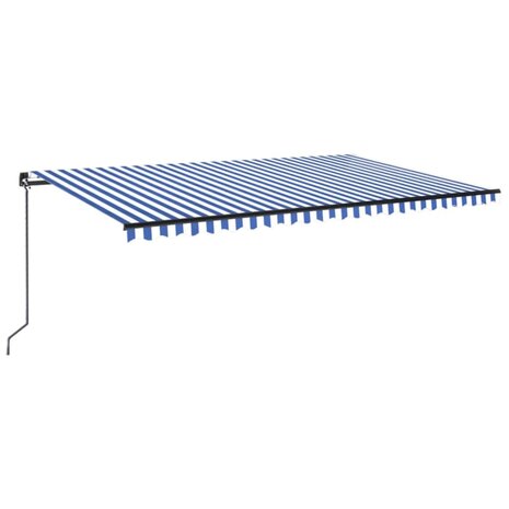 Luifel handmatig uittrekbaar met LED 500x300 cm blauw en wit 2