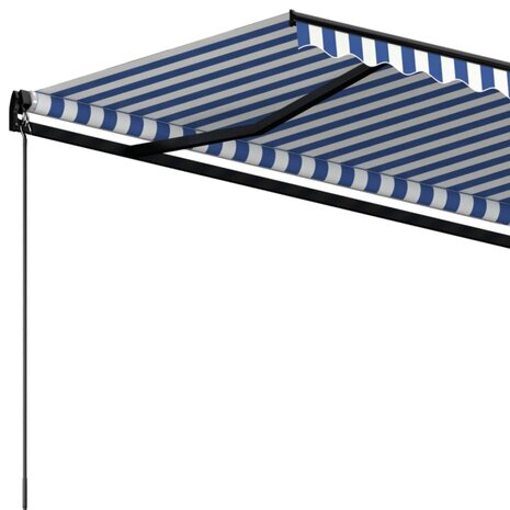 Luifel handmatig uittrekbaar 450x350 cm blauw en wit 5