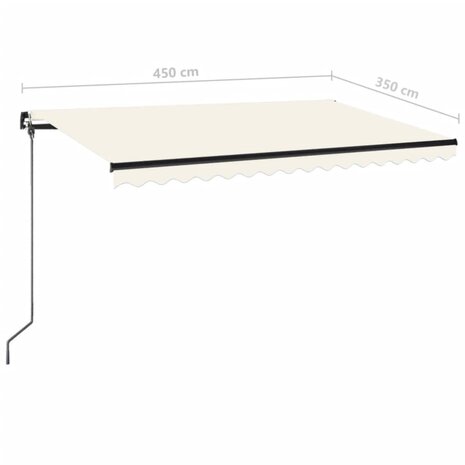 Luifel handmatig uittrekbaar met LED 450x350 cm crèmekleurig 7