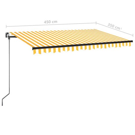 Luifel handmatig uittrekbaar met LED 450x350 cm geel en wit 7