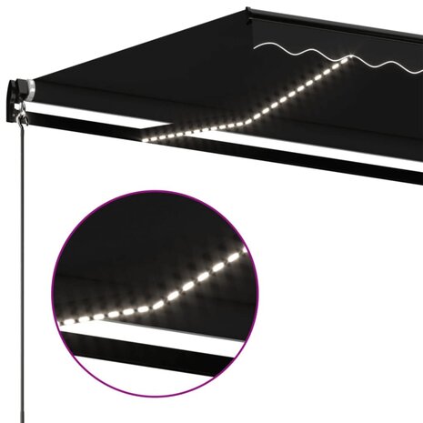 Luifel handmatig uittrekbaar met LED 450x350 cm antracietkleur 5