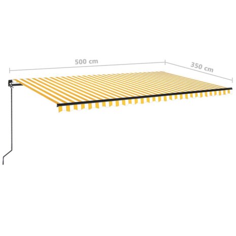 Luifel handmatig uittrekbaar 500x350 cm geel en wit 7