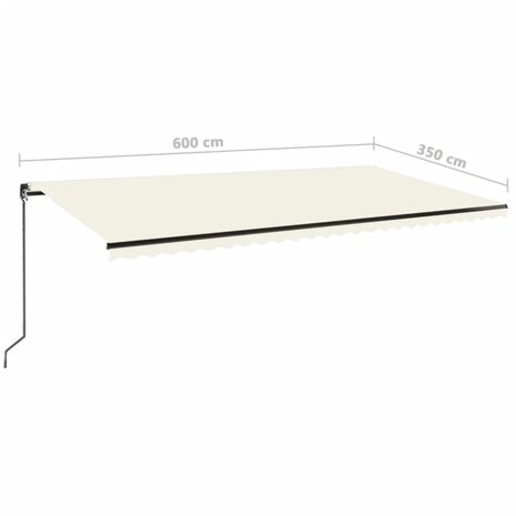 Luifel handmatig uittrekbaar met LED 600x350 cm crèmekleurig 7