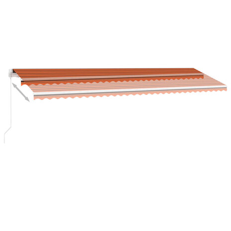 Luifel handmatig uittrekbaar met LED 600x300 cm oranje en bruin 4