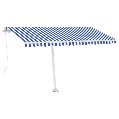 Luifel handmatig uittrekbaar met LED 400x350 cm blauw en wit 4