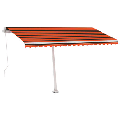 Luifel handmatig uittrekbaar met LED 400x350 cm oranje en bruin  4