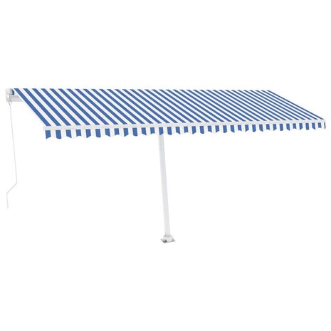 Luifel handmatig uittrekbaar met LED 500x350 cm blauw en wit 2