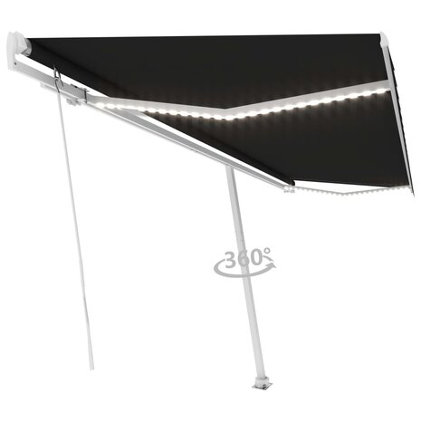 Luifel handmatig uittrekbaar met LED 500x350 cm antracietkleur 3