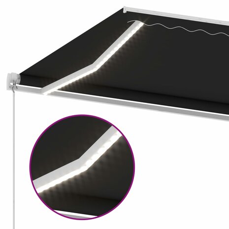 Luifel handmatig uittrekbaar met LED 500x350 cm antracietkleur 6