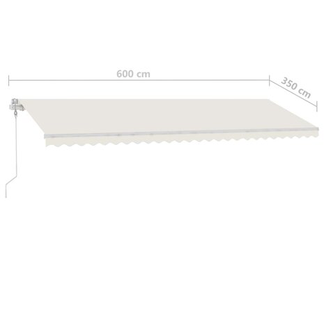 Luifel handmatig uittrekbaar met LED 600x350 cm crèmekleurig 11