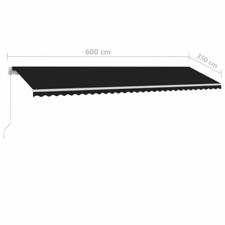 Luifel handmatig uittrekbaar met LED 600x350 cm antracietkleur 11