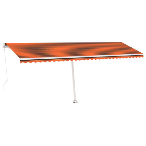 Luifel handmatig uittrekbaar met LED 600x350 cm oranje en bruin 2