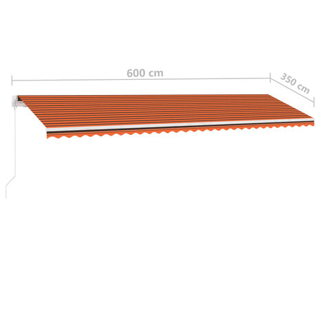 Luifel handmatig uittrekbaar met LED 600x350 cm oranje en bruin 11