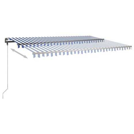 Luifel handmatig uittrekbaar met LED 500x300 cm blauw en wit 6