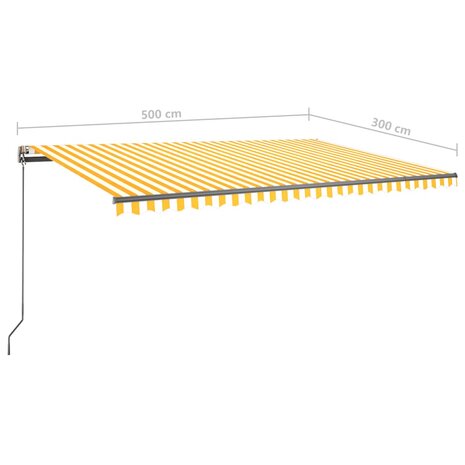 Luifel handmatig uittrekbaar met LED 500x300 cm geel en wit 12