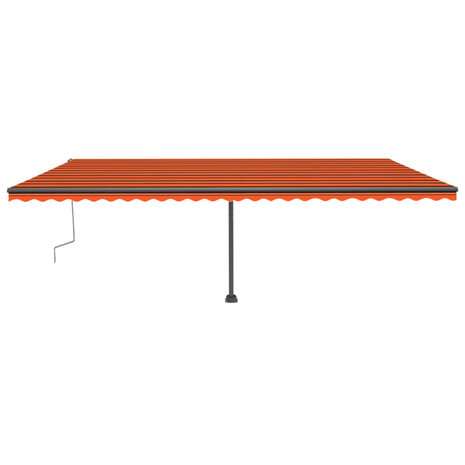 Luifel handmatig uittrekbaar met LED 600x300 cm oranje en bruin 2