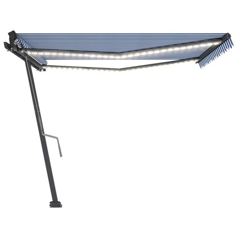 Luifel handmatig uittrekbaar met LED 400x350 cm blauw en wit 5