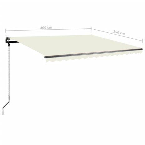 Luifel handmatig uittrekbaar met LED 400x350 cm crèmekleurig 12