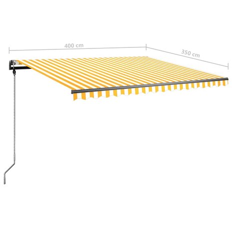 Luifel handmatig uittrekbaar met LED 400x350 cm geel en wit 12