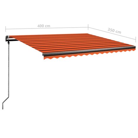 Luifel handmatig uittrekbaar met LED 400x350 cm oranje en bruin 10