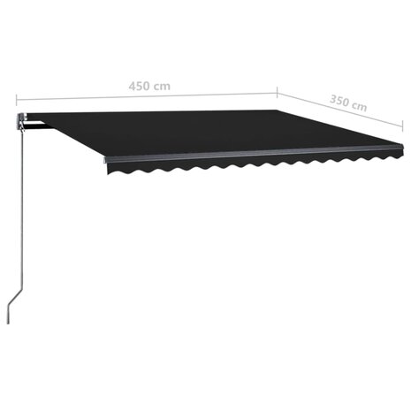 Luifel handmatig uittrekbaar met LED 450x350 cm antracietkleur 11