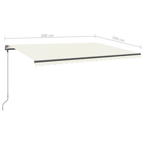 Luifel handmatig uittrekbaar met LED 500x350 cm crèmekleurig 12