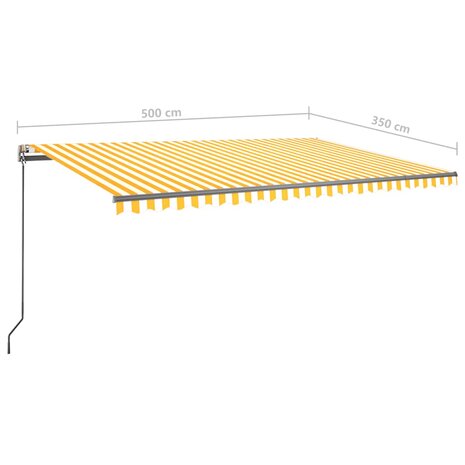 Luifel handmatig uittrekbaar met LED 500x350 cm geel en wit 12