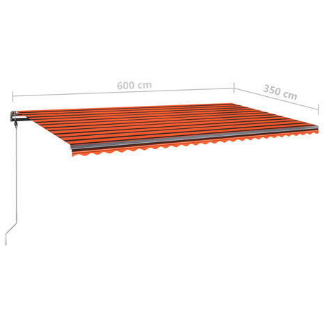 Luifel handmatig uittrekbaar met LED 600x350 cm oranje en bruin 11