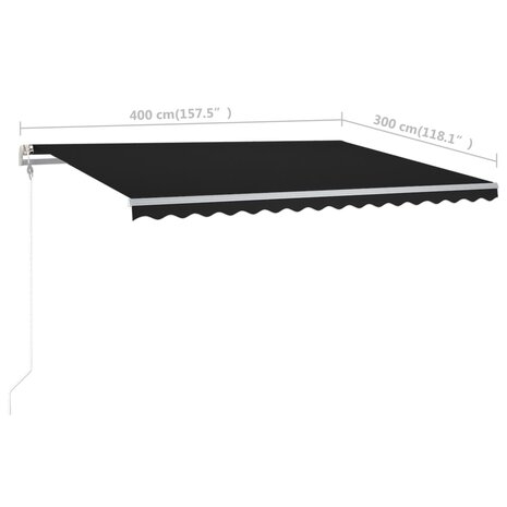 Luifel handmatig uittrekbaar met palen 4x3 m antracietkleurig 10