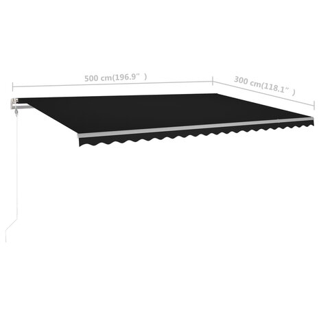 Luifel handmatig uittrekbaar met palen 5x3 m antracietkleurig 10