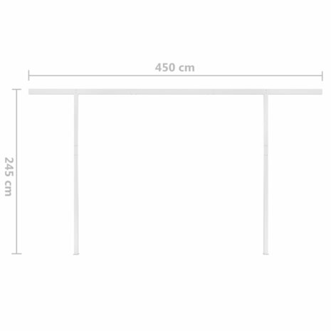 Luifel handmatig uittrekbaar met LED 5x3 m crèmekleurig 11