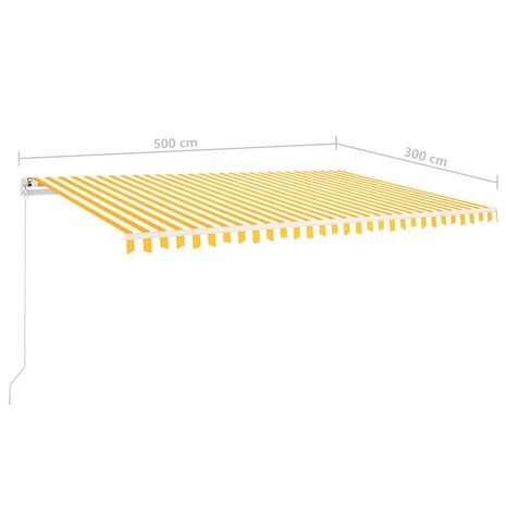 Luifel handmatig uittrekbaar met LED 5x3 m geel en wit 10