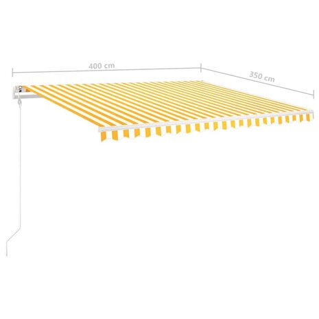 Luifel handmatig uittrekbaar met LED 4x3,5 m geel en wit 10