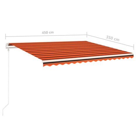 Luifel handmatig uittrekbaar met palen 4,5x3,5 m oranje en bruin 10