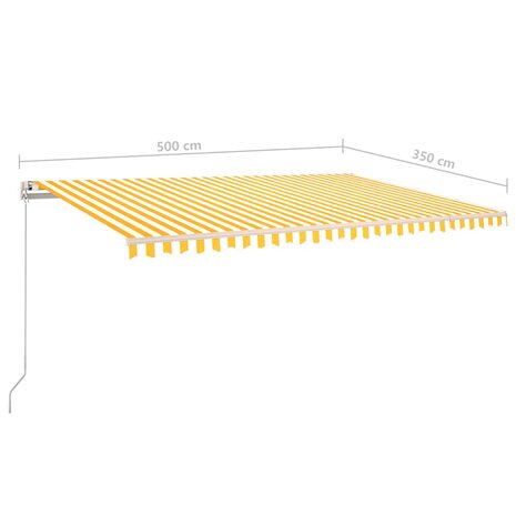 Luifel handmatig uittrekbaar met LED 5x3,5 m geel en wit 10