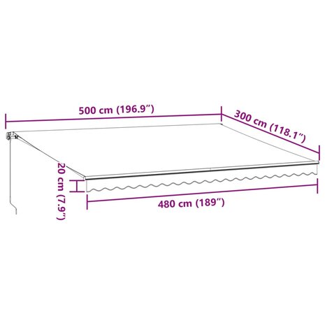 Luifel handmatig uittrekbaar en LED 500x300 cm antraciet en wit 11