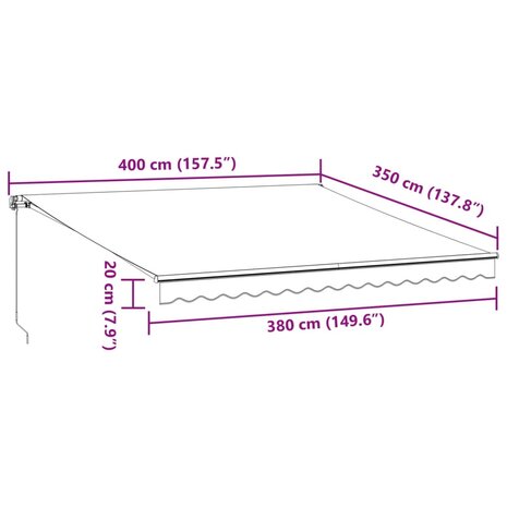 Luifel handmatig uittrekbaar en LED 400x350 cm antraciet en wit 11