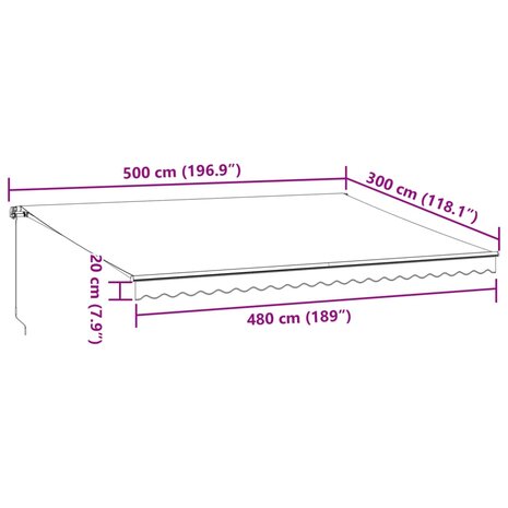 Luifel handmatig uittrekbaar 500x300 cm antracietkleurig en wit 9