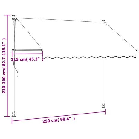 Luifel uittrekbaar 250x150 cm stof en staal crèmekleurig 11