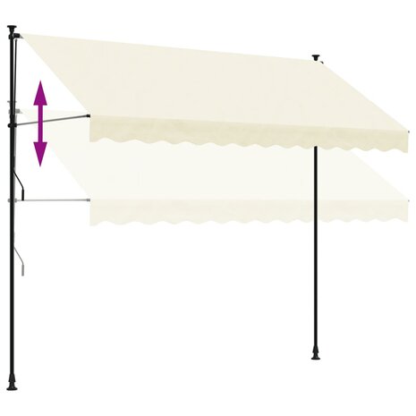 Luifel uittrekbaar 300x150 cm stof en staal crèmekleurig 7