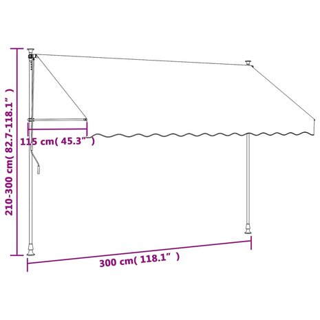 Luifel uittrekbaar 300x150 cm stof en staal crèmekleurig 11