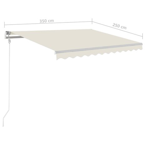 Luifel automatisch met LED en windsensor 350x250 cm crèmekleur 10