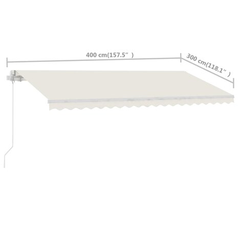 Luifel vrijstaand handmatig uittrekbaar 400x300 cm crèmekleurig 11