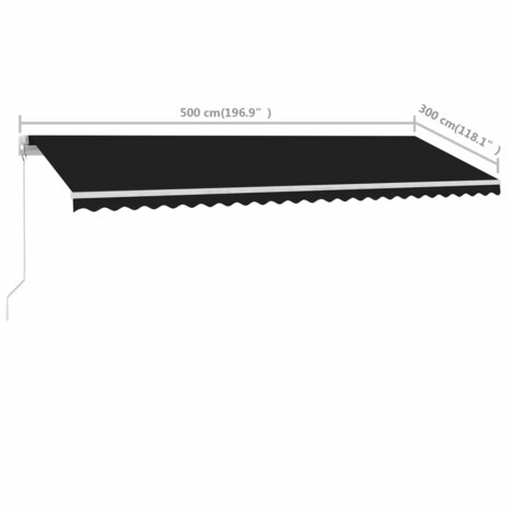 Luifel vrijstaand handmatig uittrekbaar 500x300 cm antraciet 10