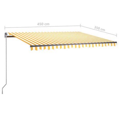 Luifel vrijstaand handmatig uittrekbaar 450x350 cm geel en wit 12