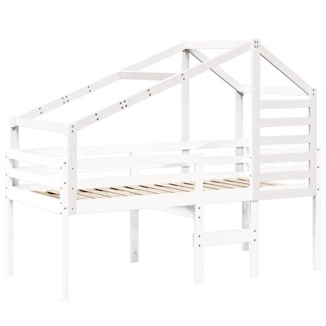 Kinderbedhuisje 198x87x113 cm massief grenenhout wit 3