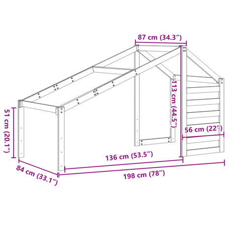 Kinderbedhuisje 198x87x113 cm massief grenenhout wit 9