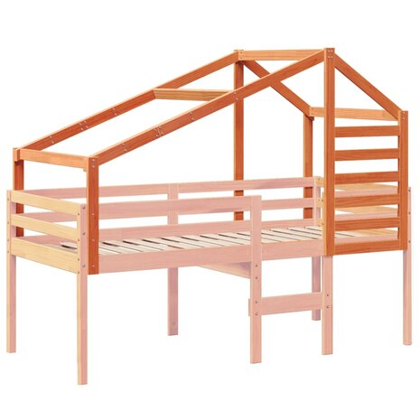 Kinderbedhuisje 188x82x113 cm massief grenenhout wasbruin 3