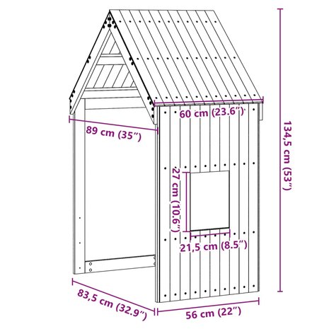 Kinderbedhuisje 60x89x134,5 cm massief grenenhout 9