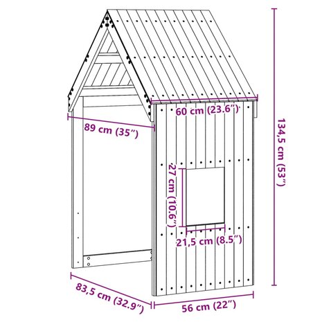 Kinderbedhuisje 60x89x134,5 cm massief grenenhout wit 9